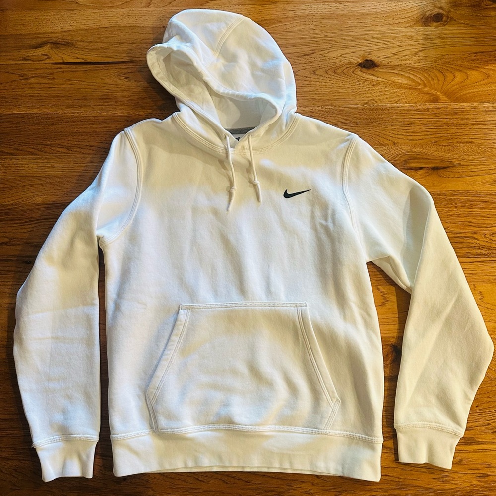 Nike Men's White Hoodie with Black Logo - Picture 2 of 4